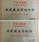 我校附属中学荣获“中国学科竞赛500强高中” - 西藏民族学院